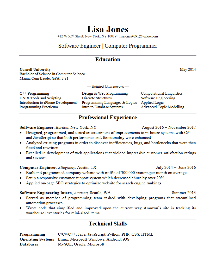 software engineer resume writing service