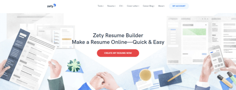 zety resume builder homepage